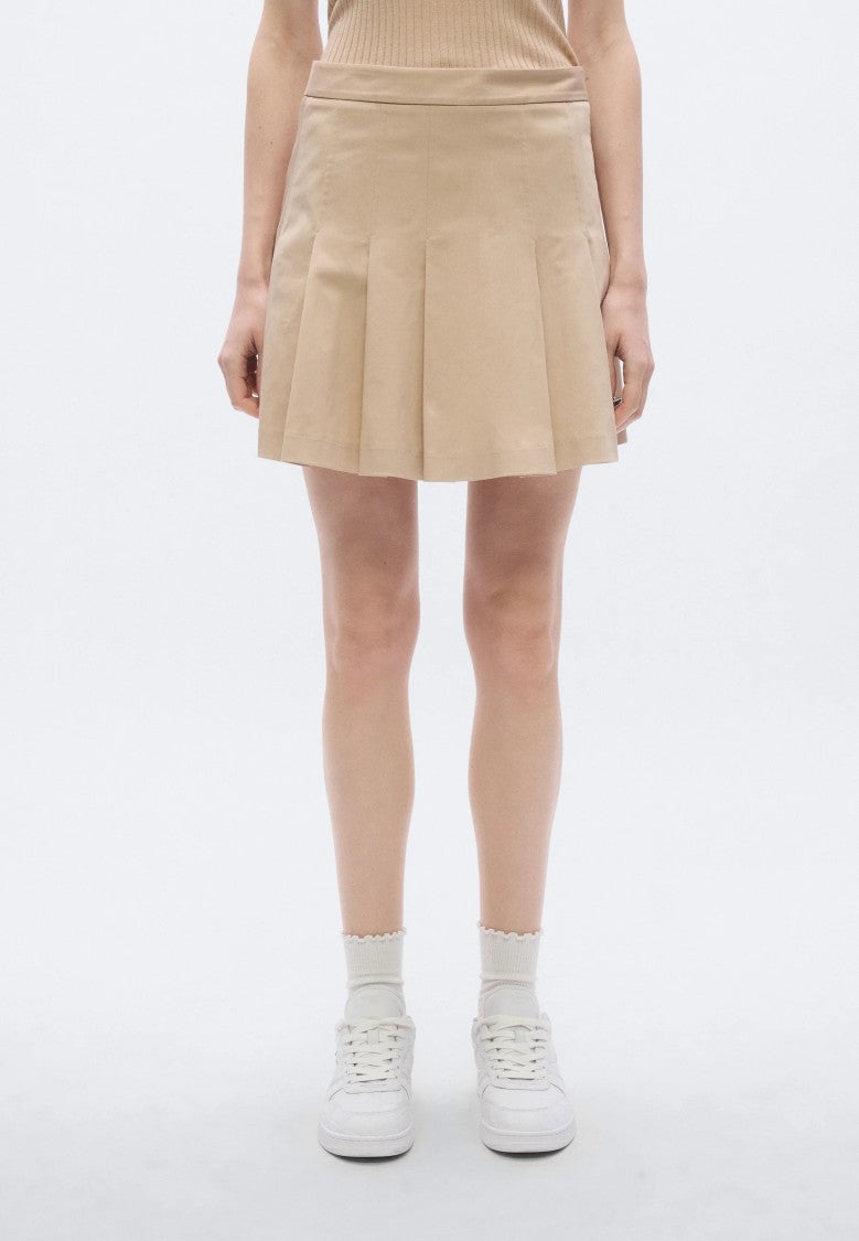 Lacoste Beige Short Pleated Cotton Skirt