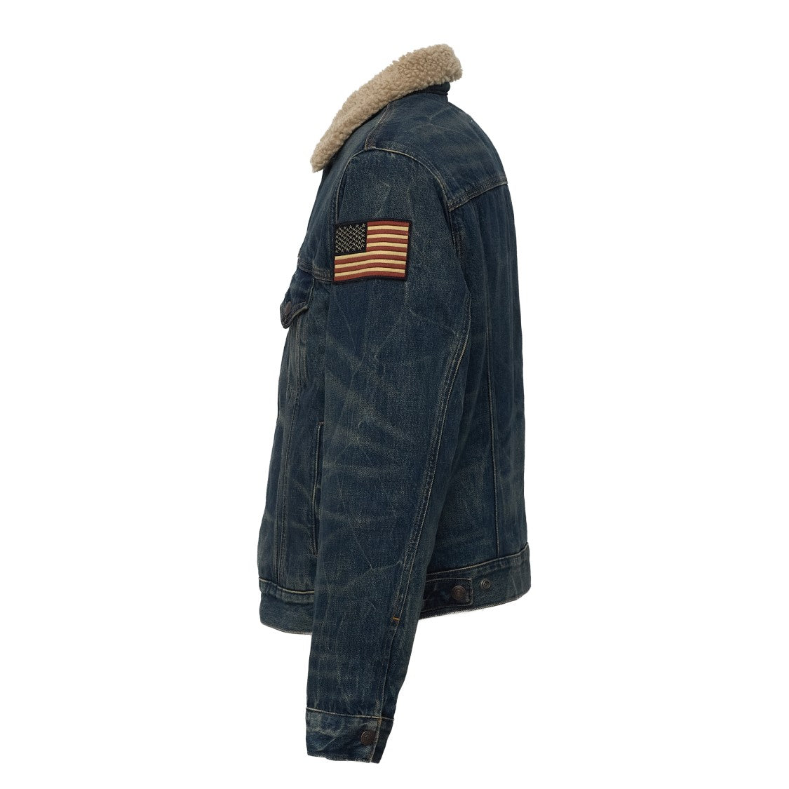 Polo Ralph Lauren Rigid Denim Shearling Collar Trucker Jacket