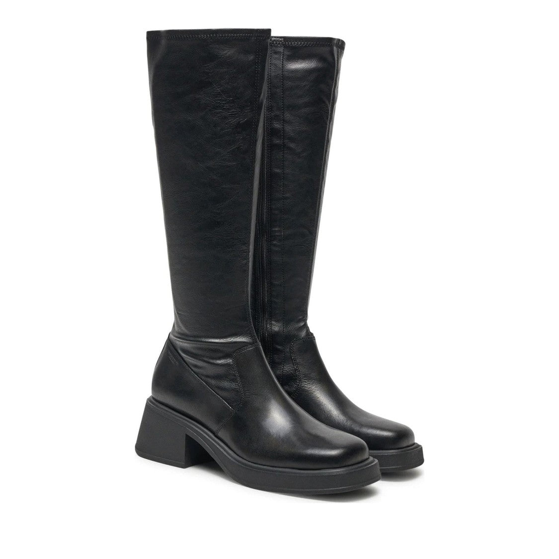 Vagabond Black Dorah Leather Block Heel Boots