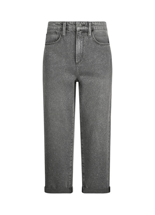 Liu Jo Cropped Grey Glitter Jeans With High Waist