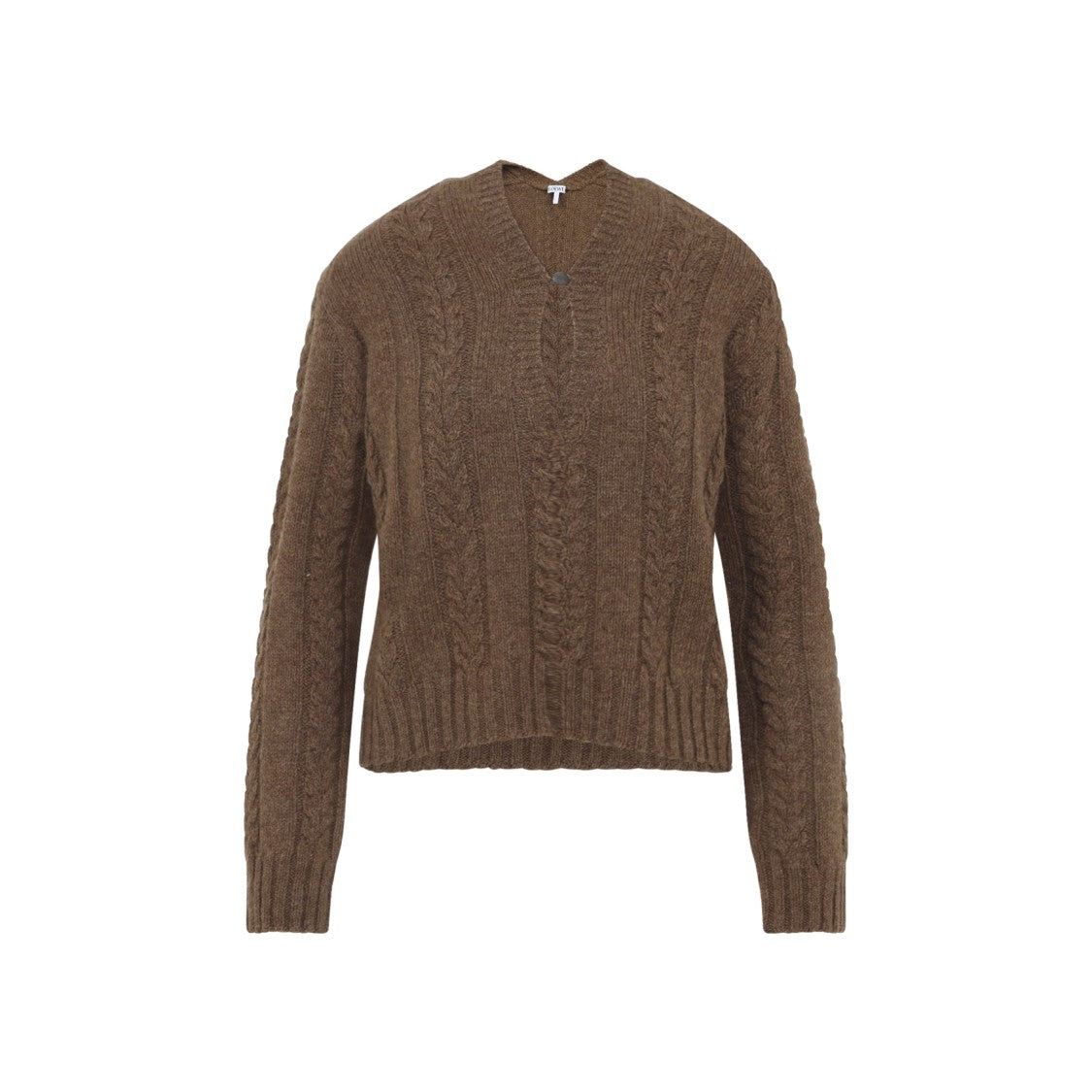 Loewe Cable Knit Sweater With Calfskin Accents