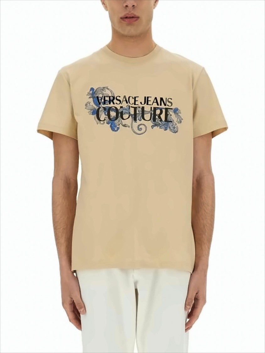 Versace Short-Sleeved Crew Neck T-Shirt With Graphic Floral Print
