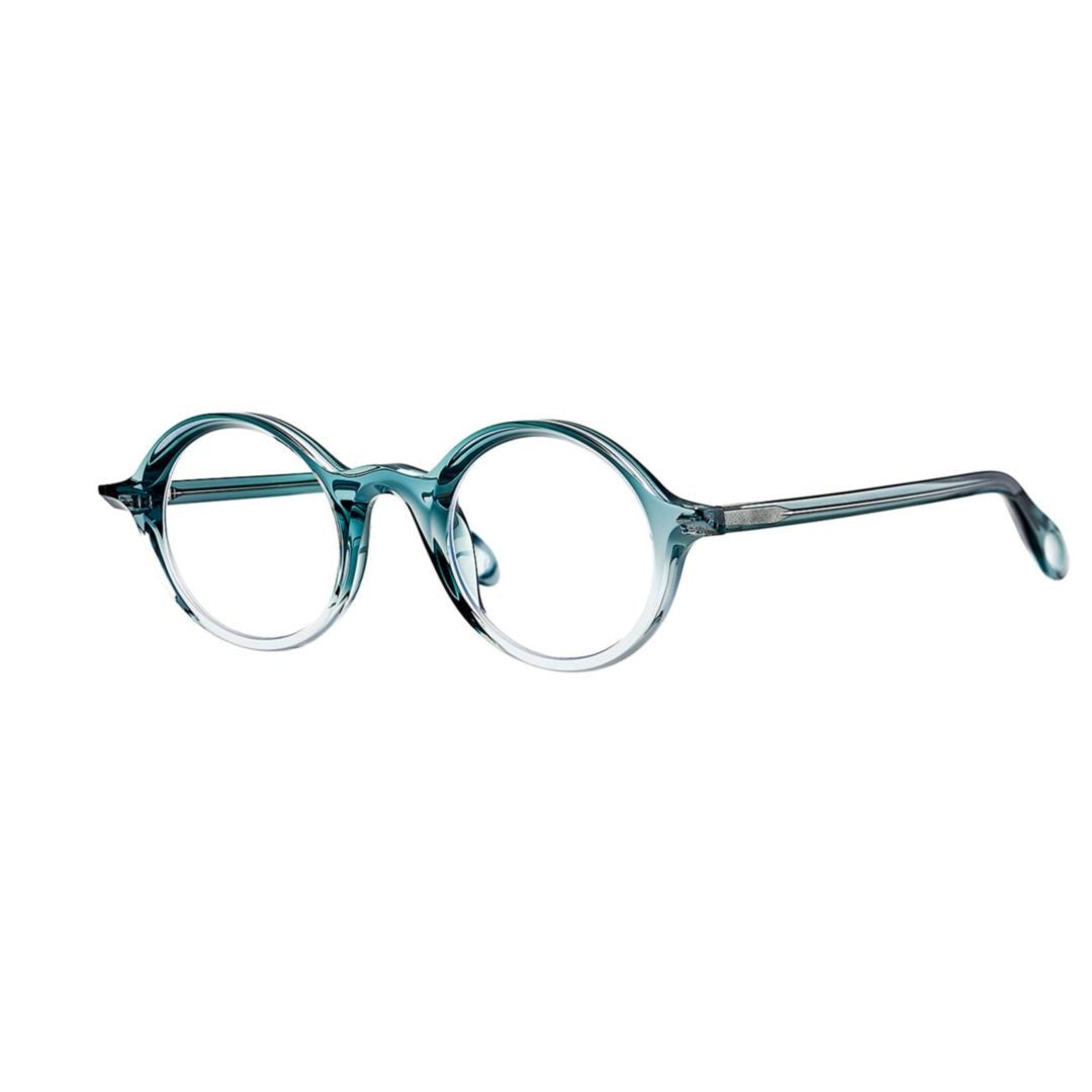 Theo Sunrise 009 Transparent Sea Pine Grey+Transparent Blue Sky Translucent Round Eyeglass Frames