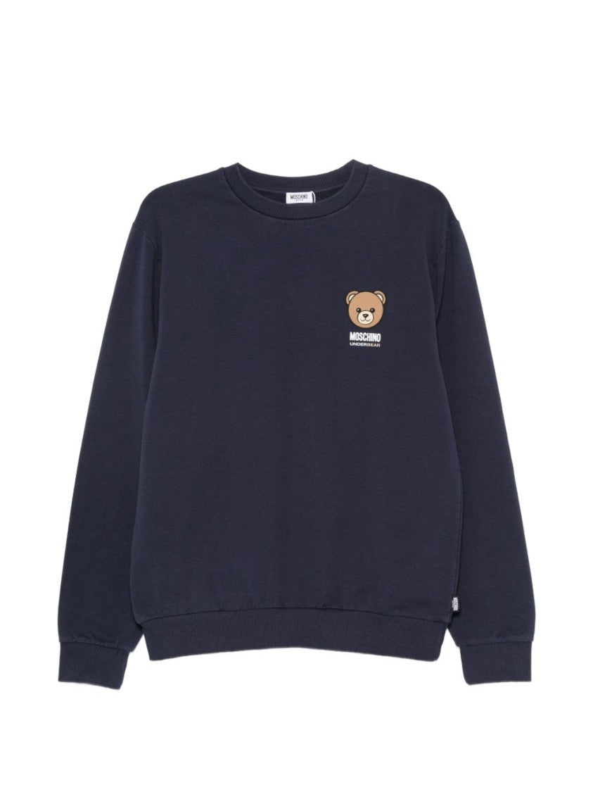 Moschino Teddy Bear Motif Crew Neck Sweater With Ribbed Details