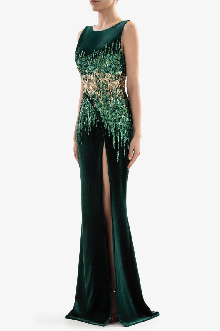 Saiid Kobeisy Sequin Velvet Dress