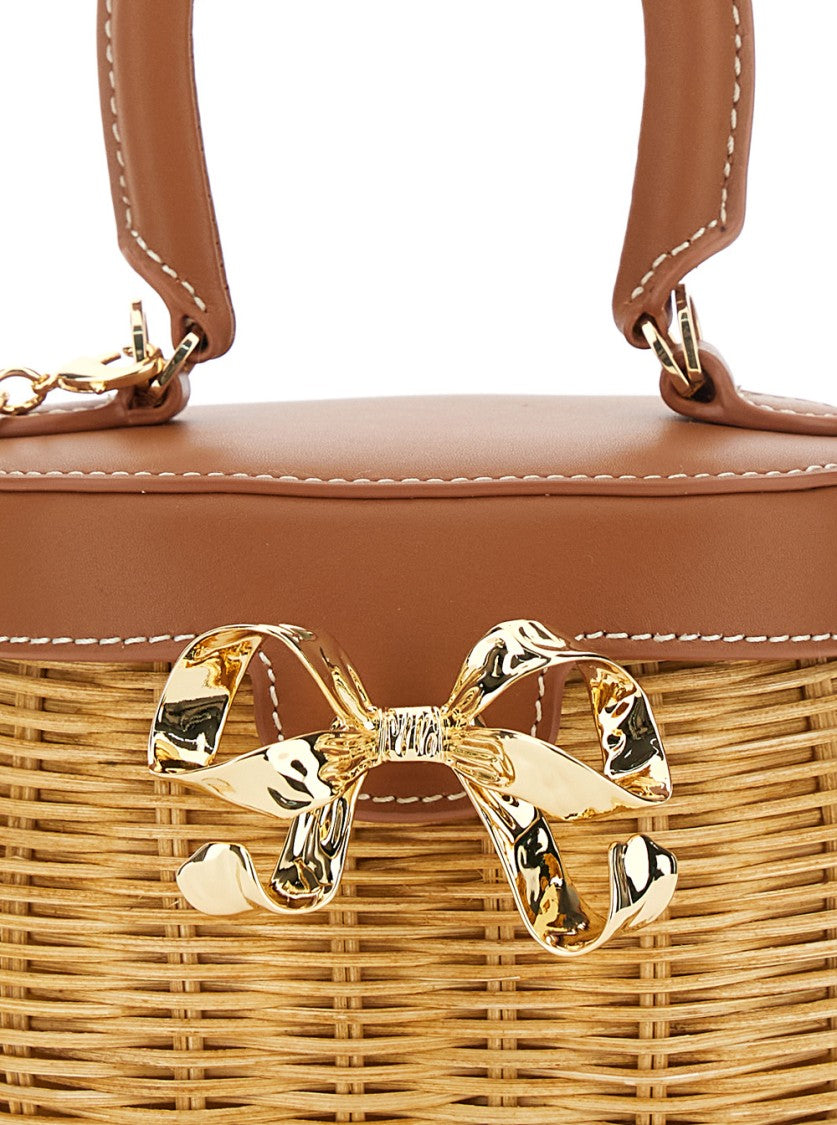 Self-Portrait Rattan Bow Basket Bag