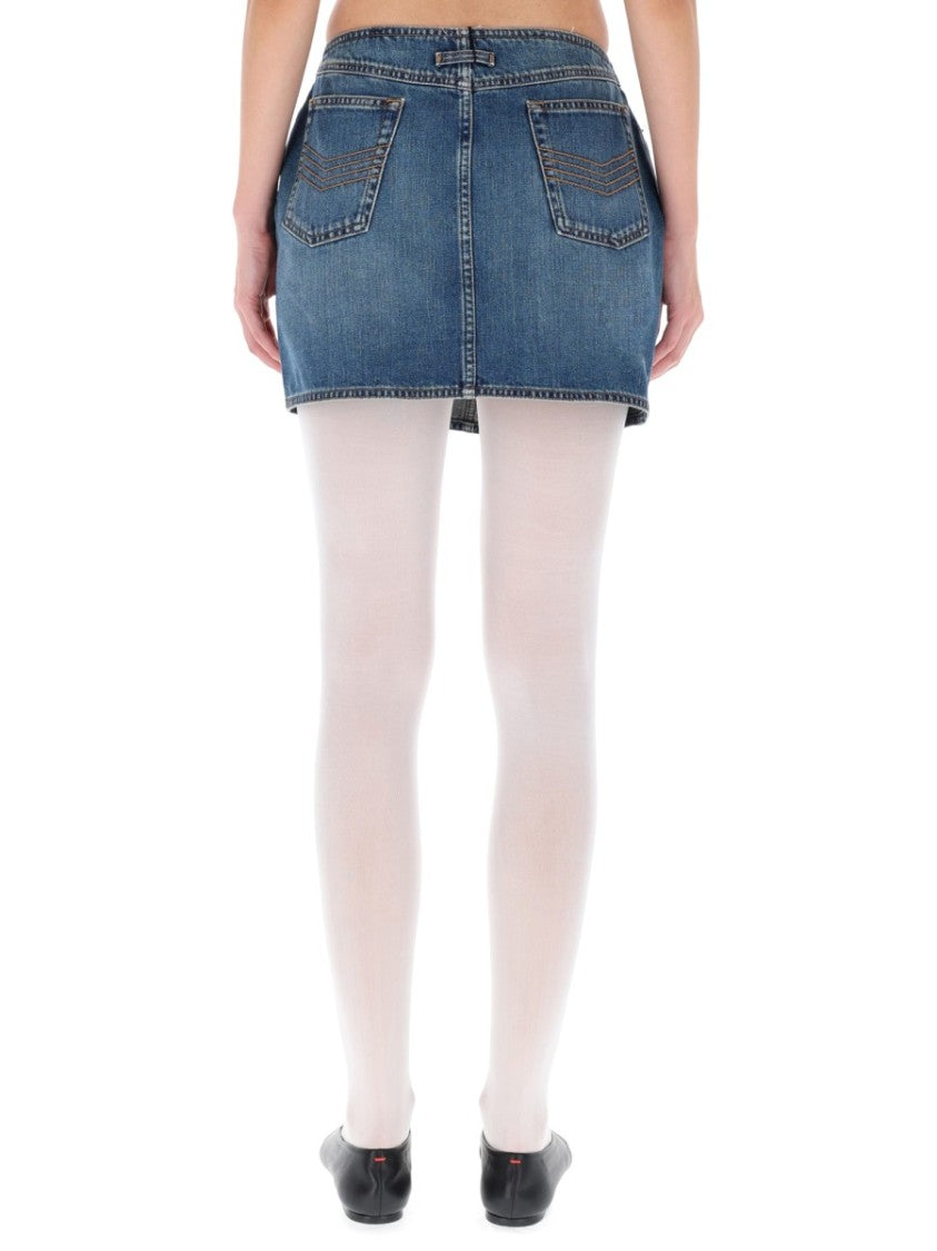 Jean Paul Gaultier Denim Miniskirt With Double Vertical Silver Zippers