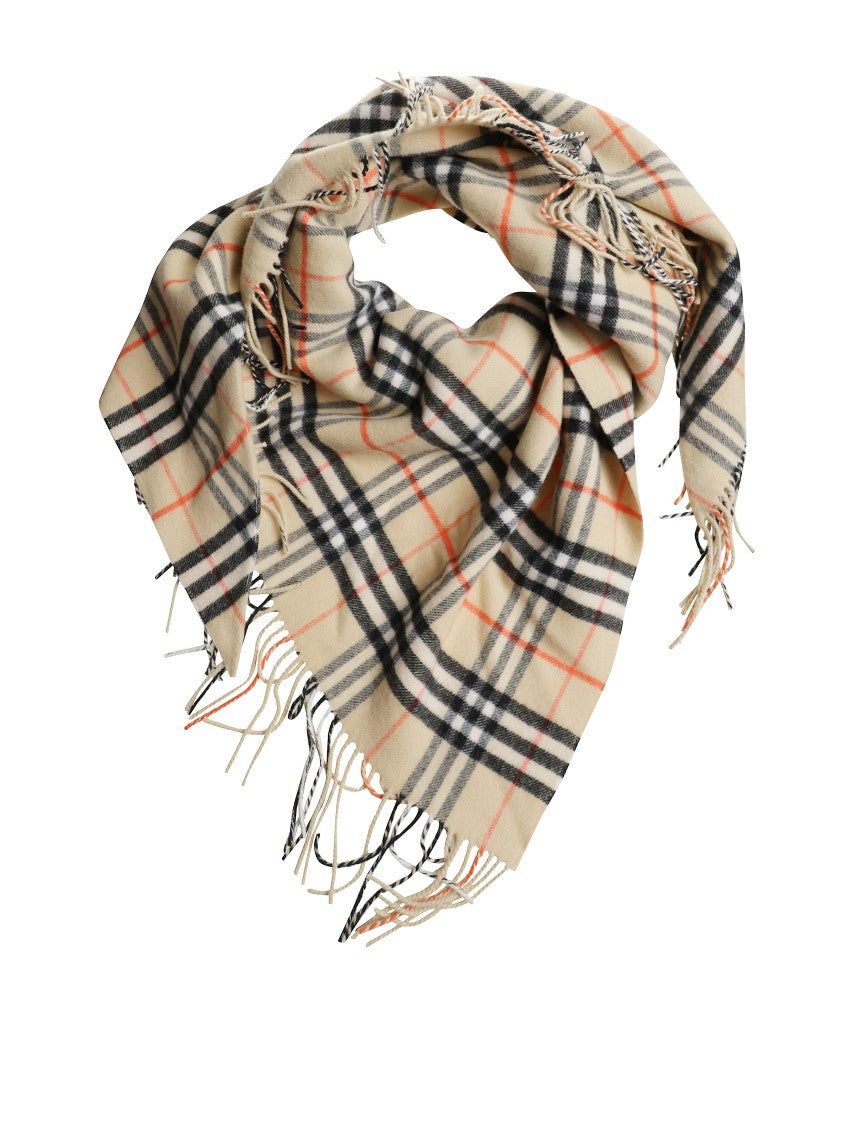 Burberry Plaid Pattern Scarf With Fringed Edges