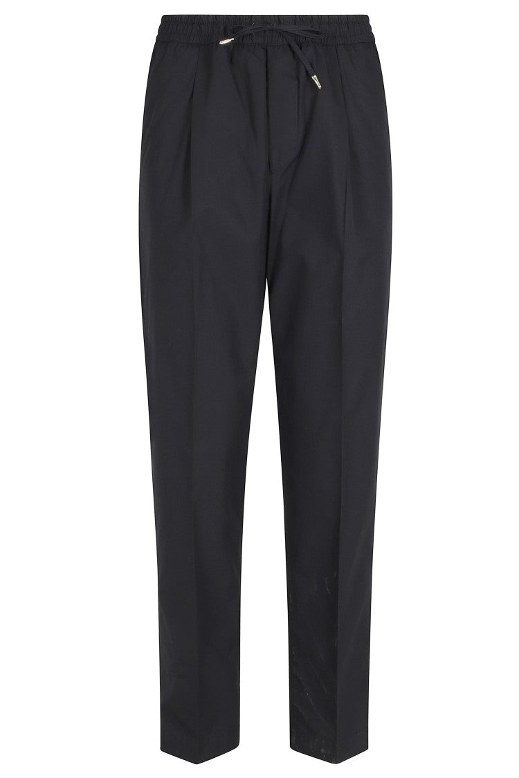 Briglia Black Wimbledon Elastic Waist Drawstring Cotton Straight-Leg Pants