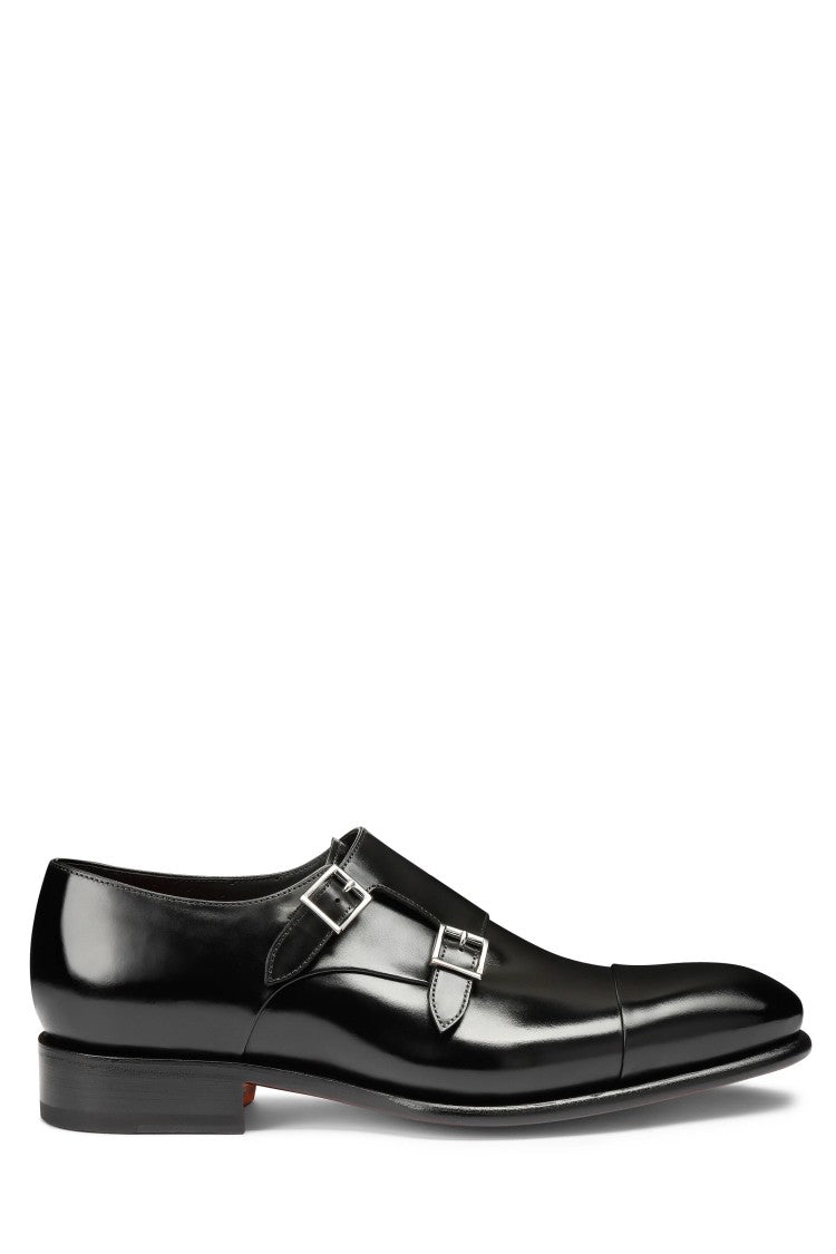 Santoni Double-Buckle Goodyear Hand-Antiqued Shoes
