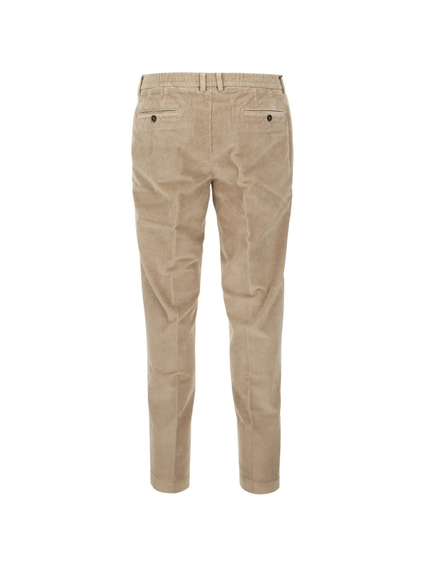 Cruna Warm Beige Corduroy Straight-Leg Pants