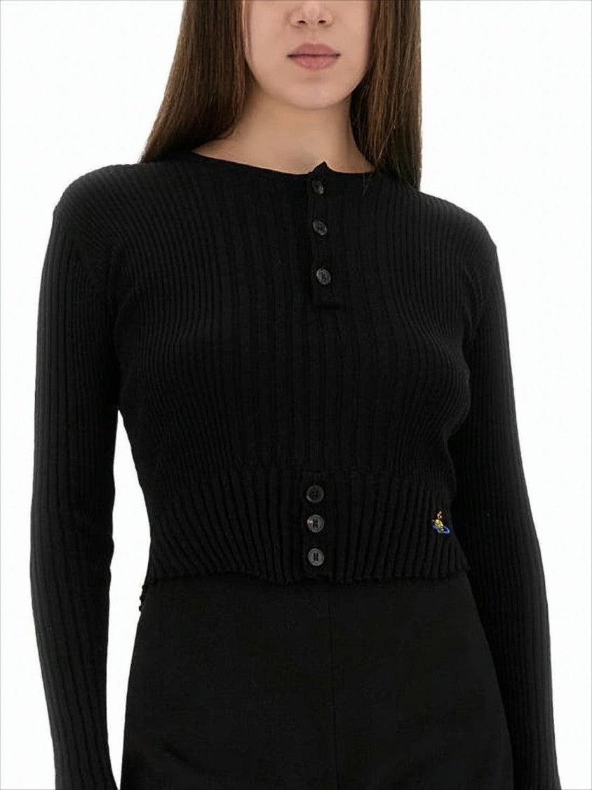 Vivienne Westwood Cropped Fitted Knit Sweater With Button Placket