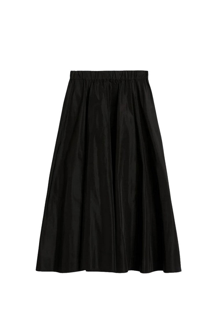 Aspesi Black Mia Elasticated Waist Polyester Midi Skirt
