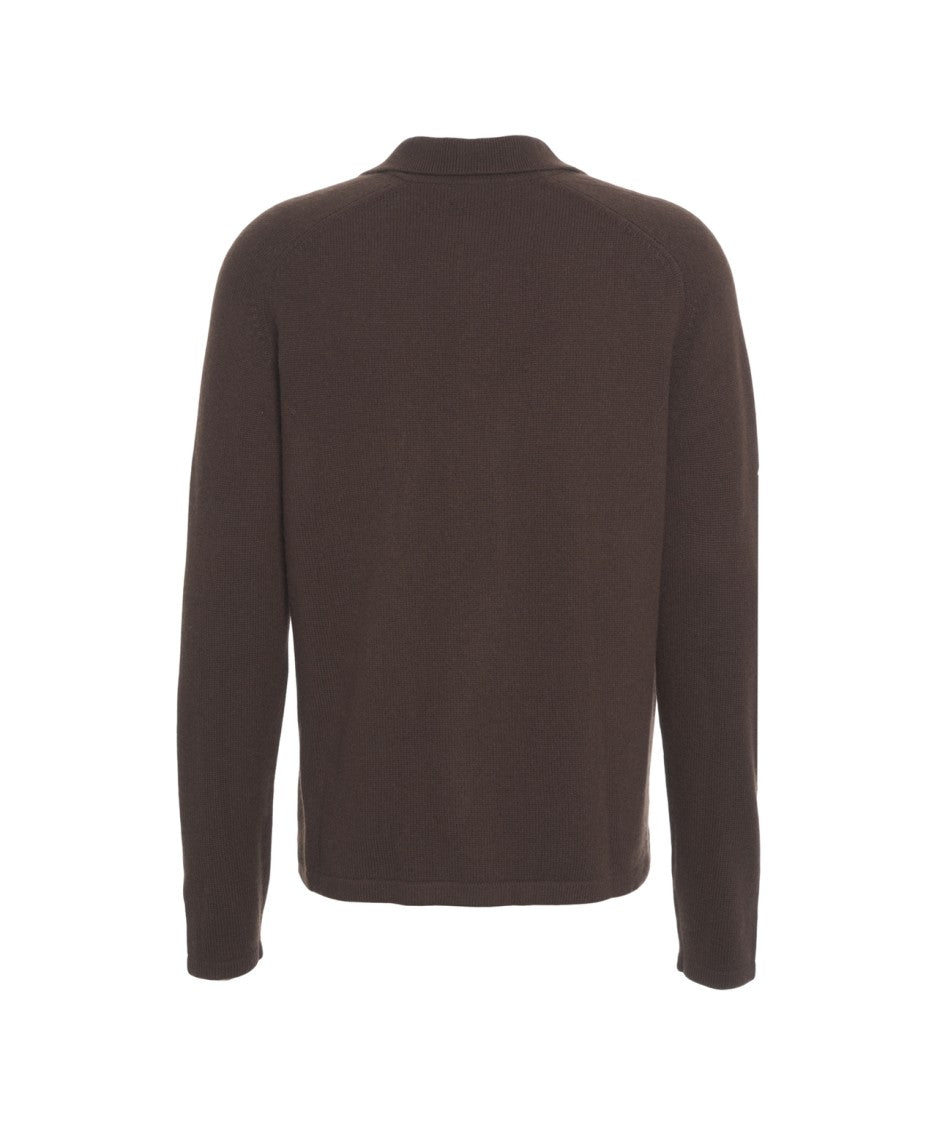 Soft Goat Cashmere Cardigan With Classic Collar And Button Closure