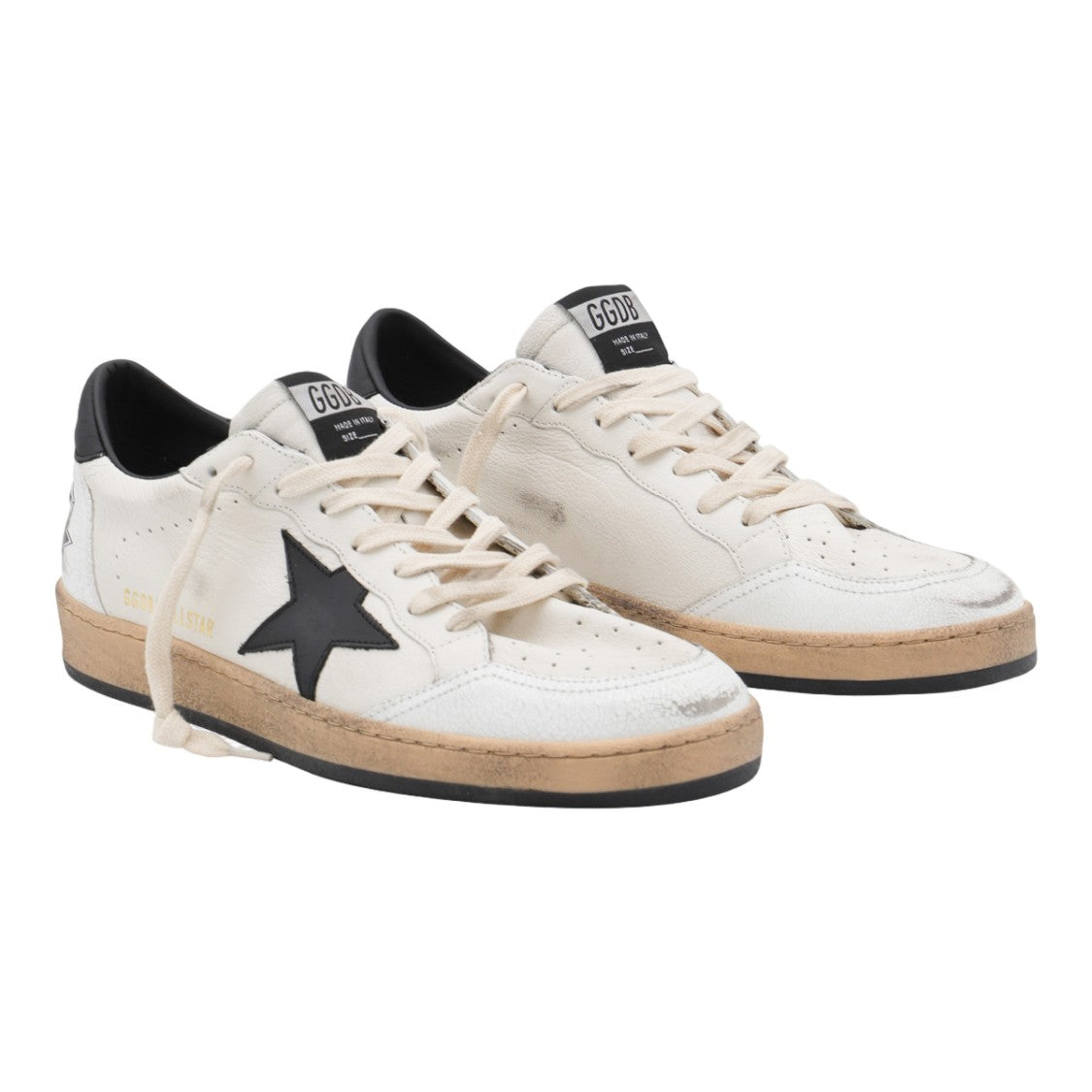 Golden Goose Distressed White Leather Low-Top Sneakers With Vintage Aesthetic