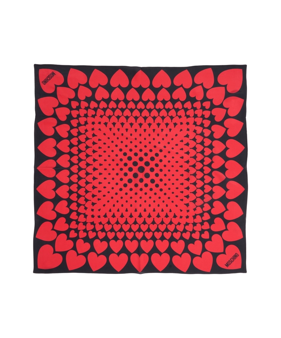 Moschino Silk Scarf With Heart Print