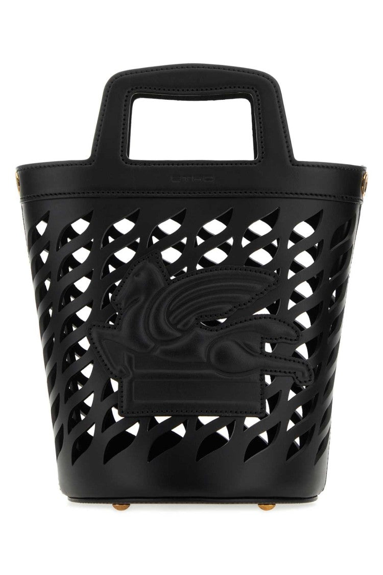 Etro Black Leather Coffa Bucket Bag