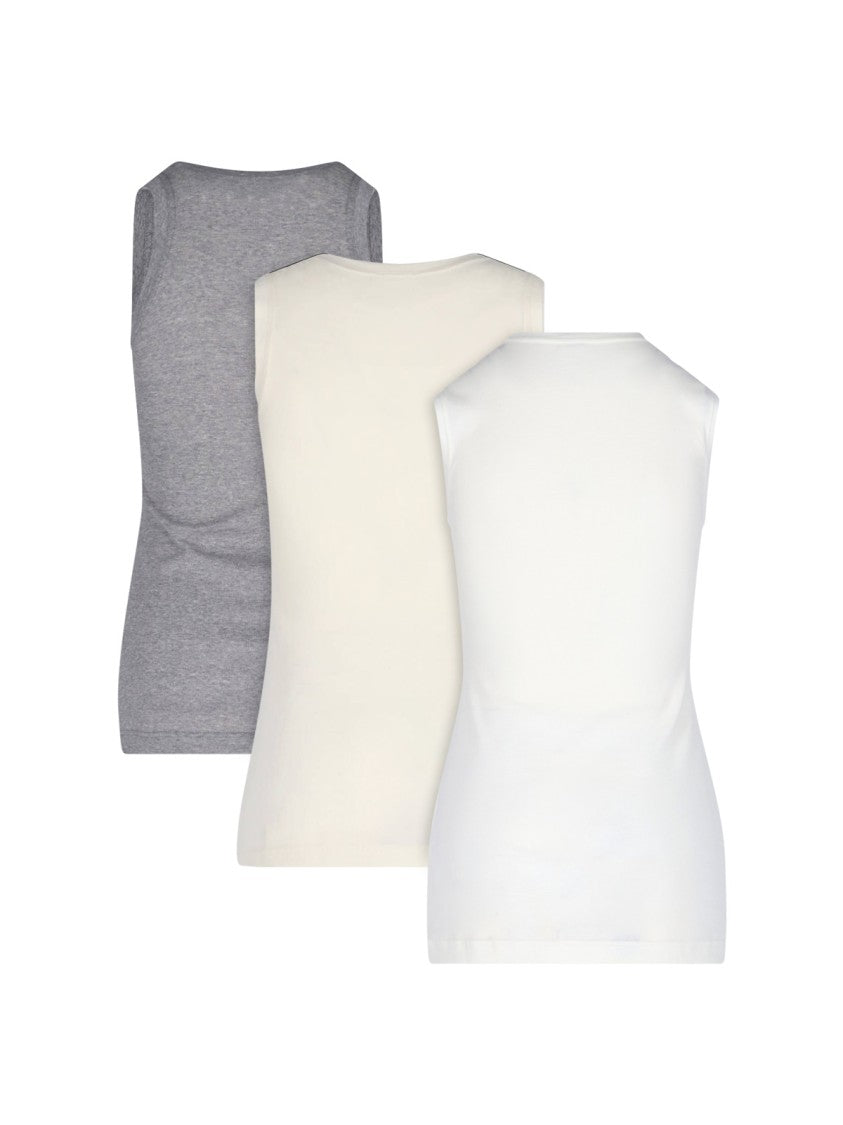 Jil Sander 3-Pack Tank Tops – White/Beige/Grey