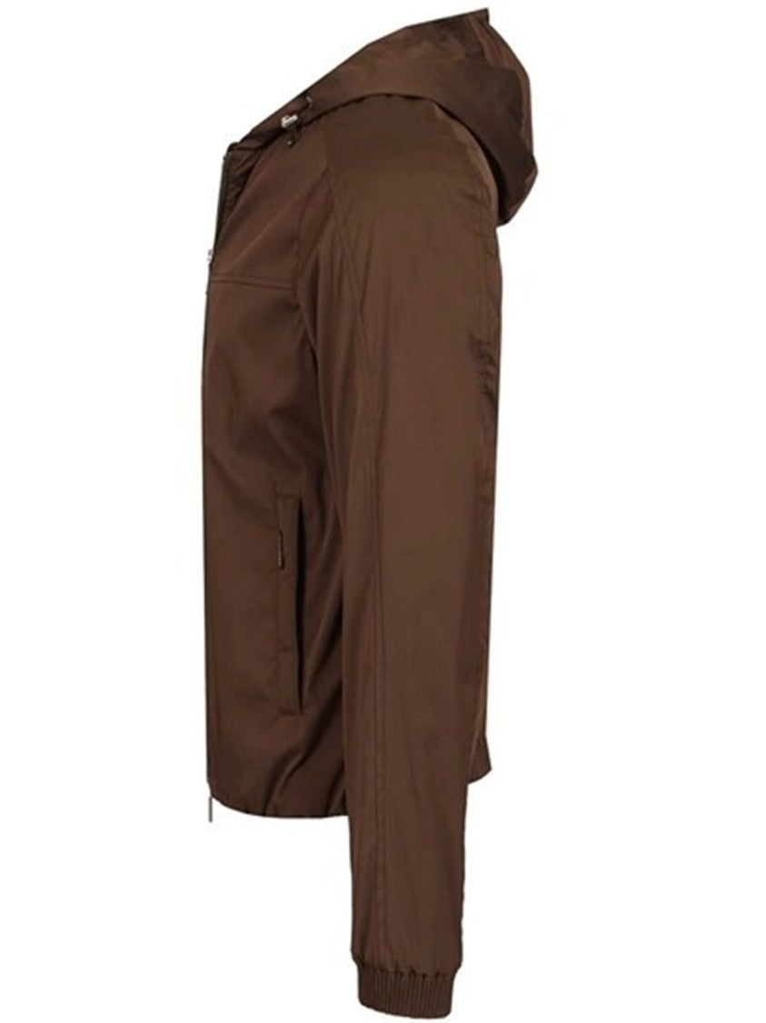Moorer Brown Matte Finish Casual Jacket With Hood