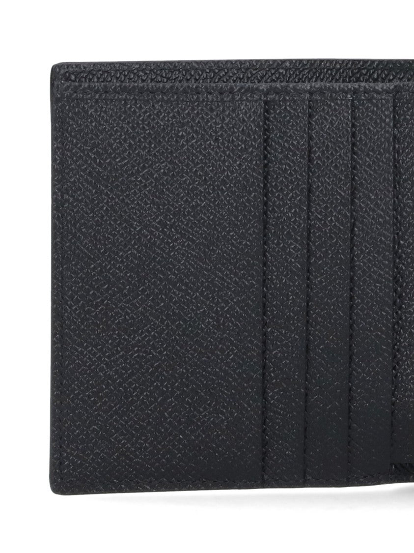 Dolce & Gabbana Black Bi-Fold Wallet With Silver Logo Plate