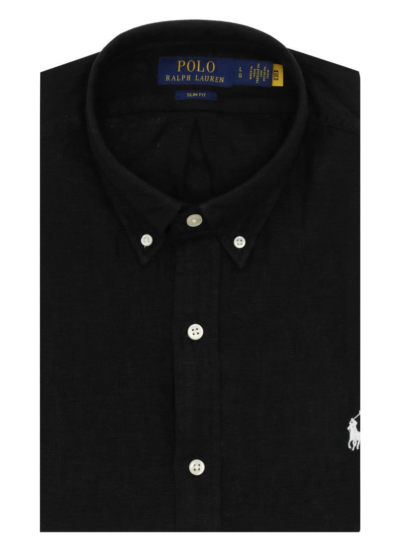 Polo Ralph Lauren Black Button Down Linen Casual Shirt