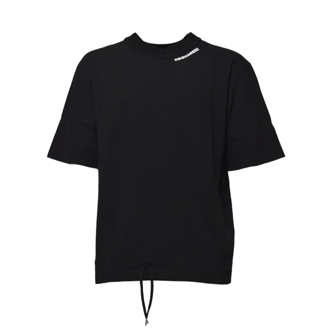 Dsquared2 Drawstring Hem T-Shirt In Black Cotton