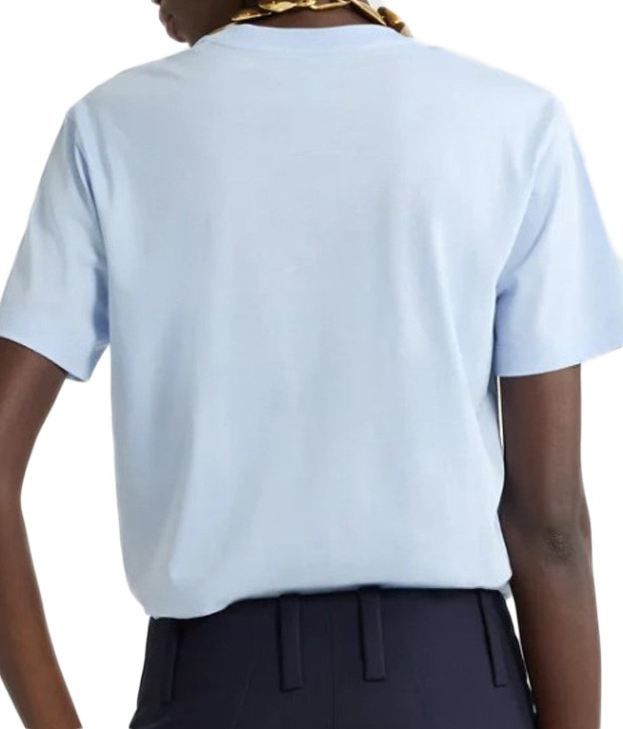 Patou Short-Sleeve T-Shirt With Curved Logo In Skylight Blue