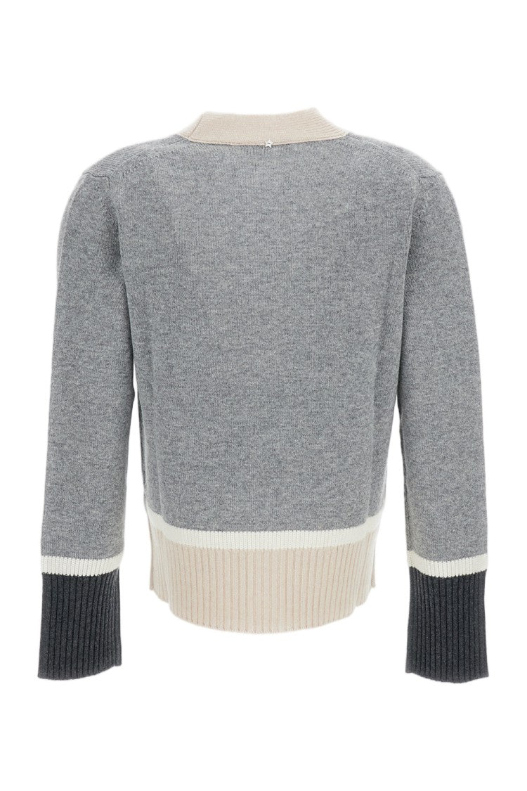 Lorena Antoniazzi Grey V-Neck Contrasting Trim Cropped Cardigan