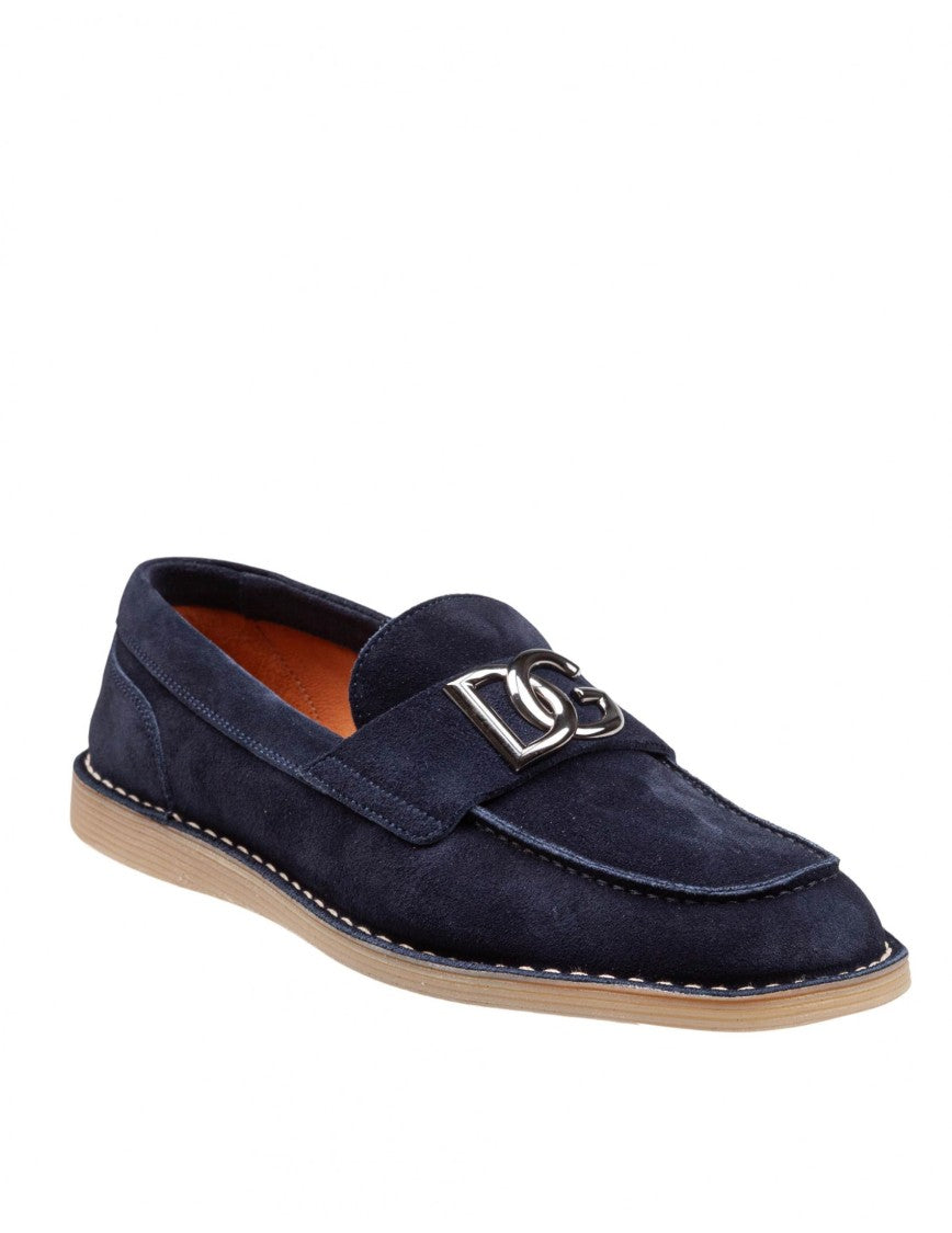 Dolce & Gabbana Blue Suede Moccasins