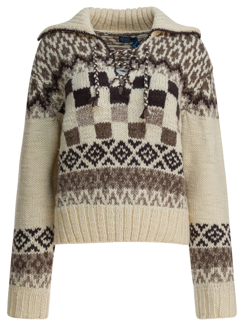 Polo Ralph Lauren Geometric Pattern Knit Wool Sweater