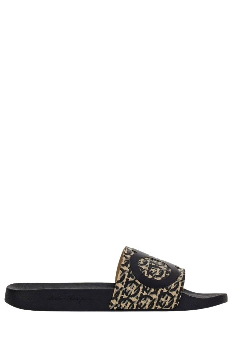 Salvatore Ferragamo Gancini Slides In Beige