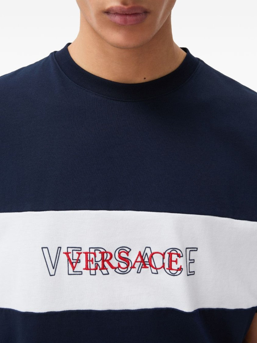 Versace Intarsia Cotton-Jersey Logo T-Shirt
