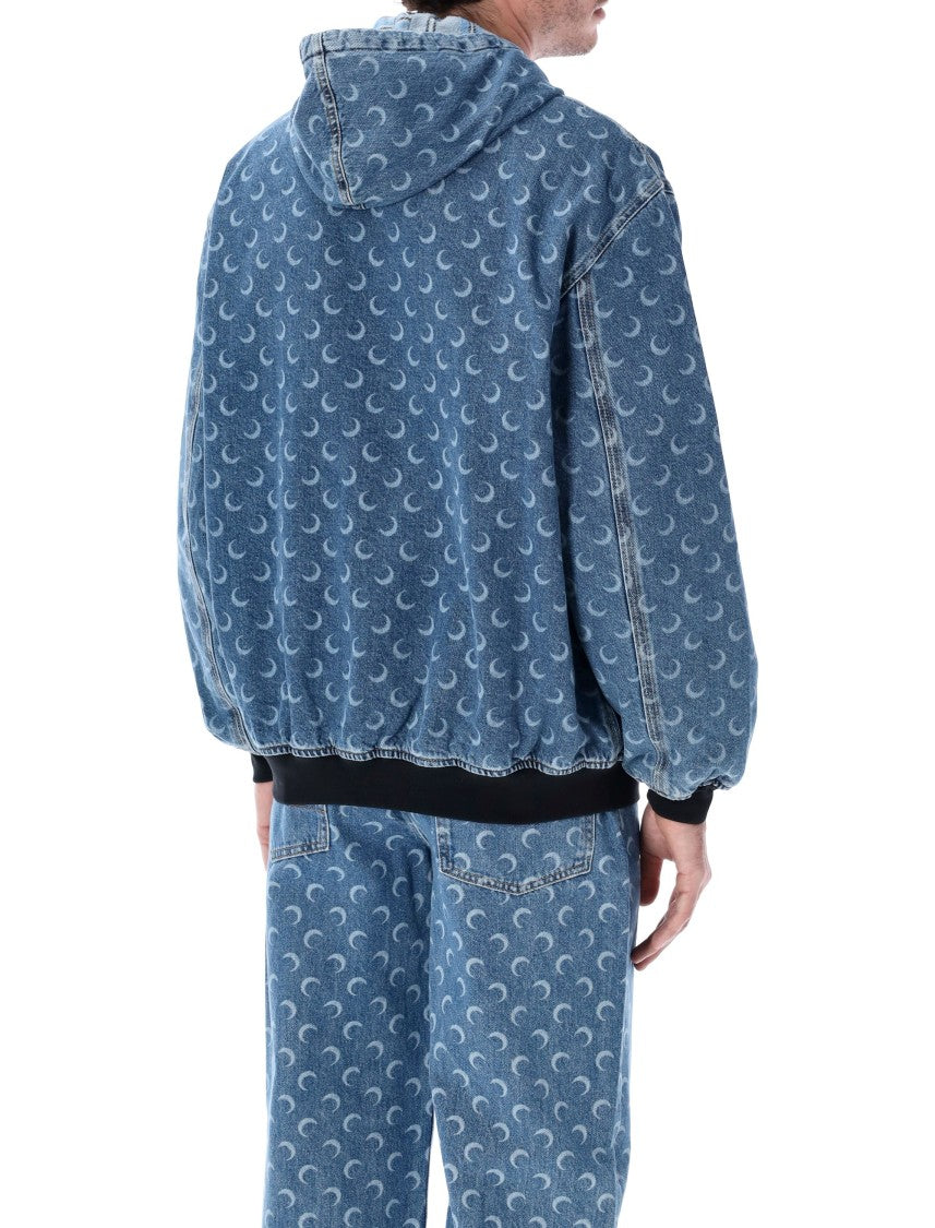 Marine Serre Moon Laser Blue Denim Padded Jacket