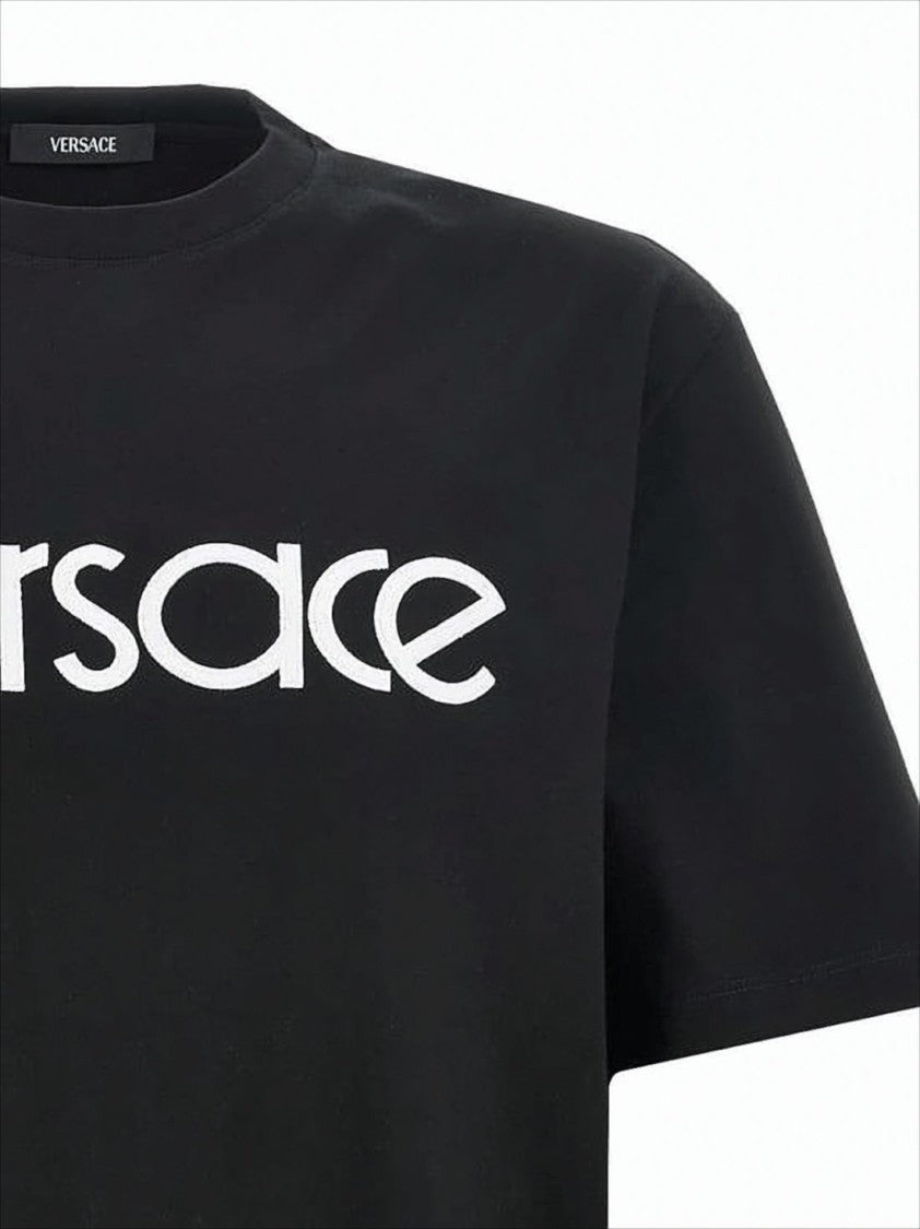 Versace Short-Sleeve Cotton T-Shirt With Bold Logo Print