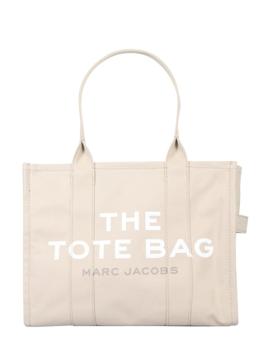 Marc Jacobs Neutrals The Tote Large Text Cotton Bag