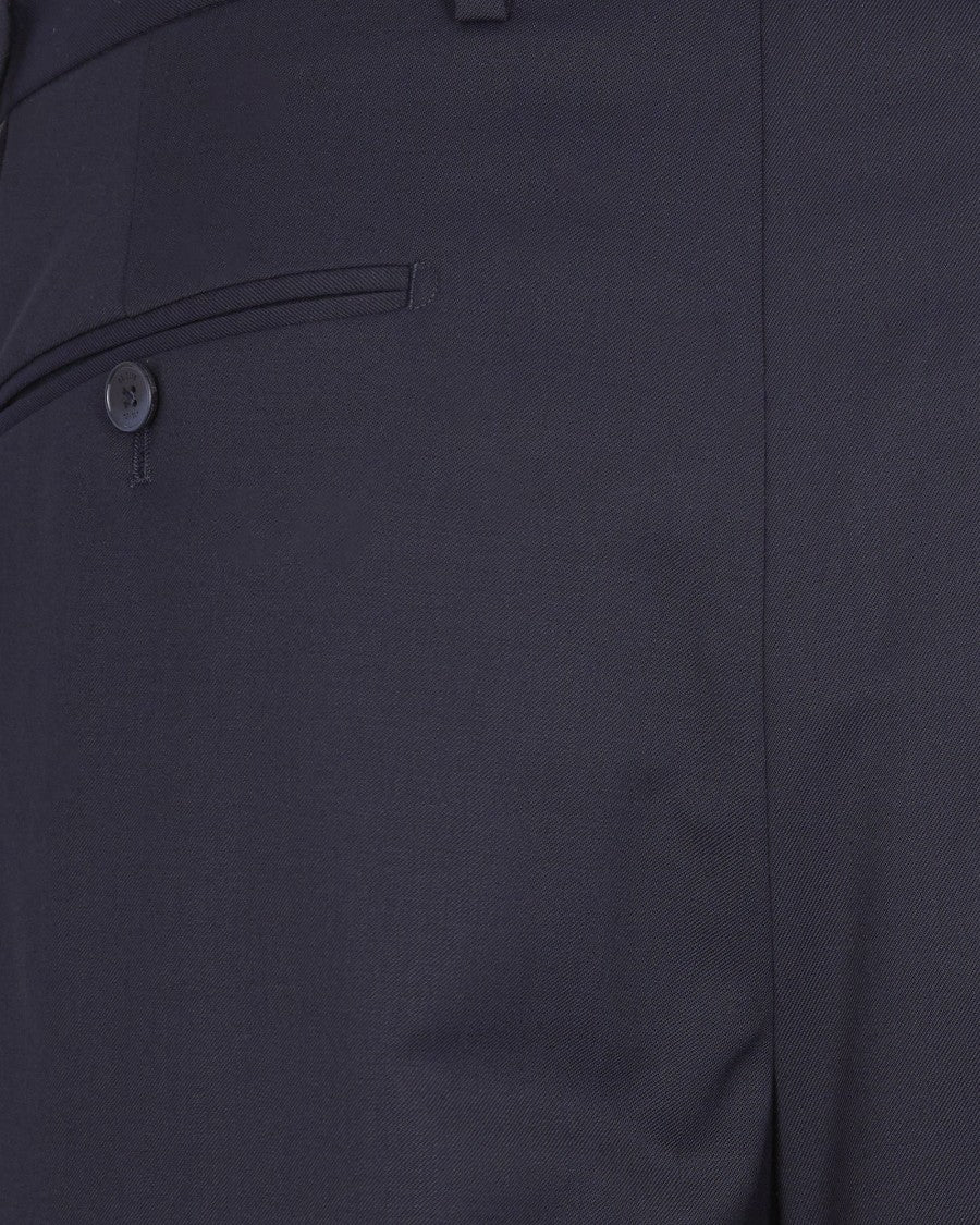 Briglia Tailored Navy Trousers With Pressed Creases And Front Pleats