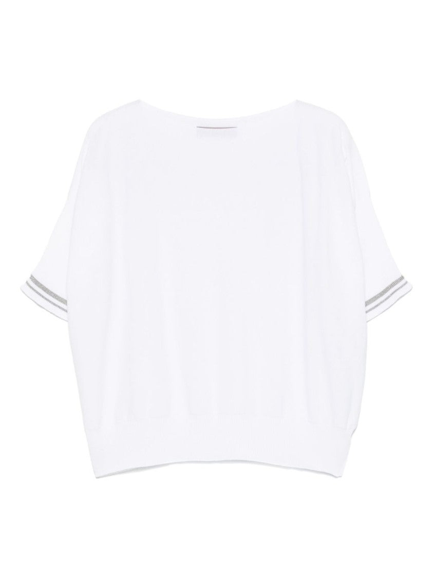 Dexterior Relaxed Fit White T-Shirt With Striped Accents