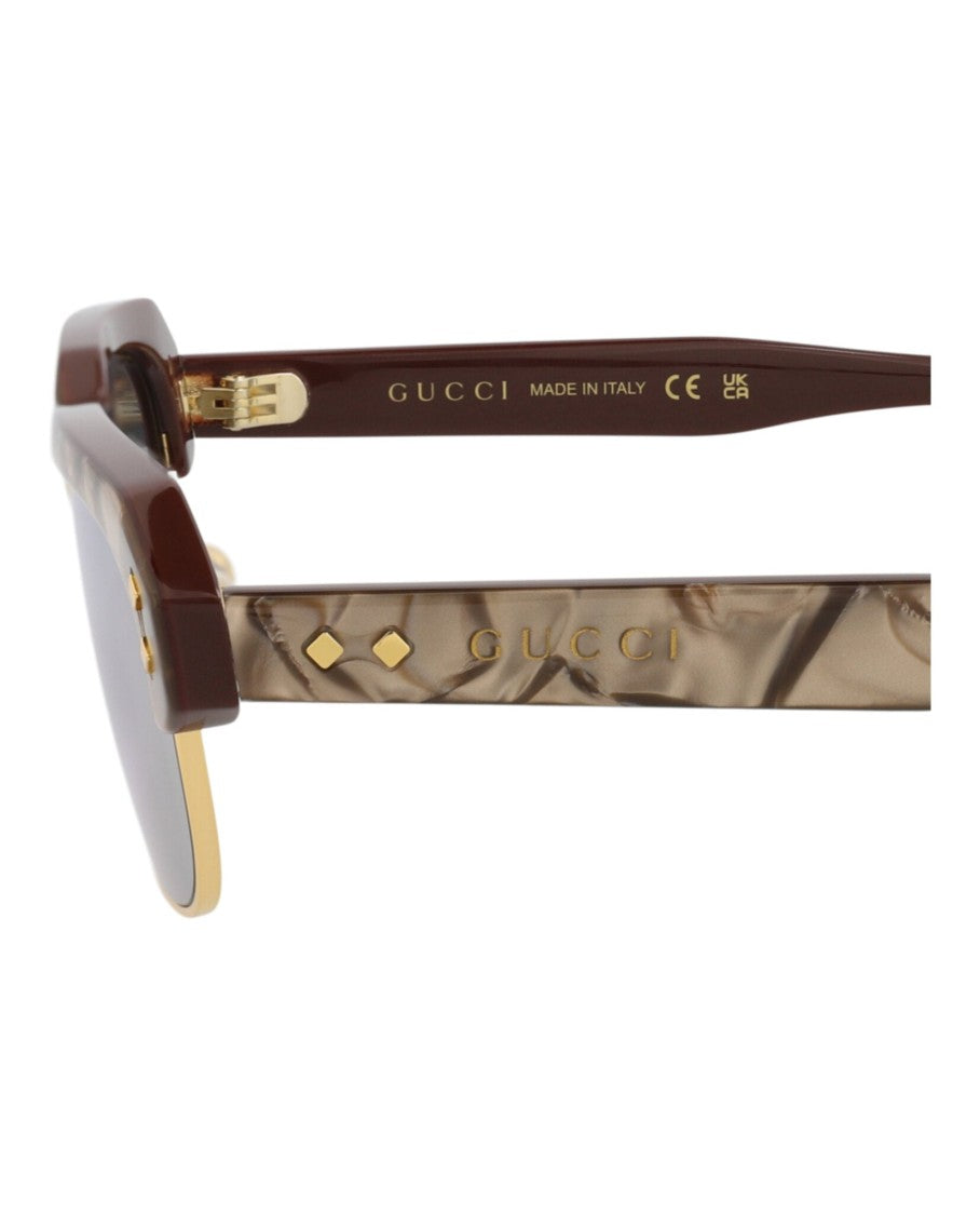 Gucci Square-Frame Sunglasses With Recycled Acetate And Gold Accents