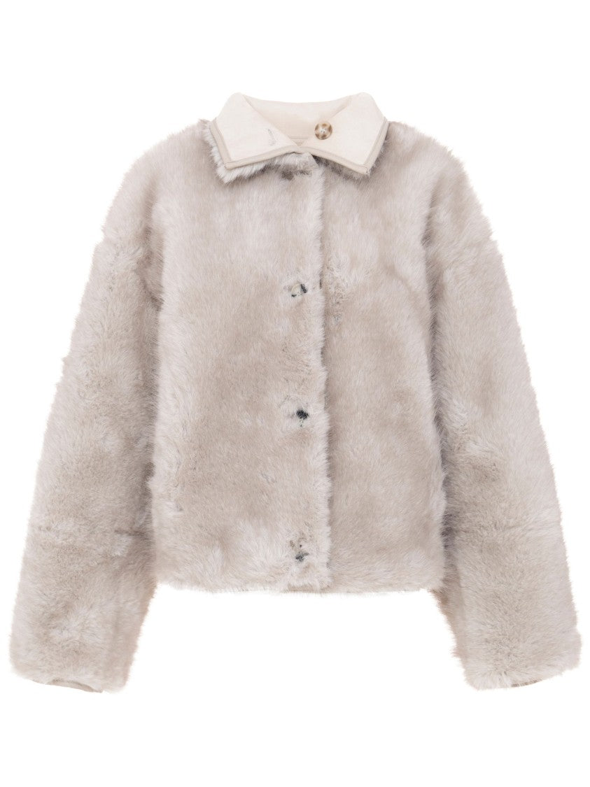 Urbancode Cropped Reversible Coat With Plush Faux Fur And Suede-Like Finish