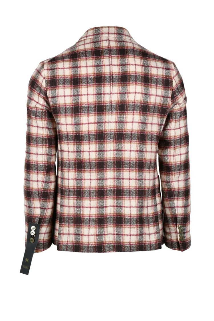 G H Virgin Wool Jacket - Beige/Bordeaux