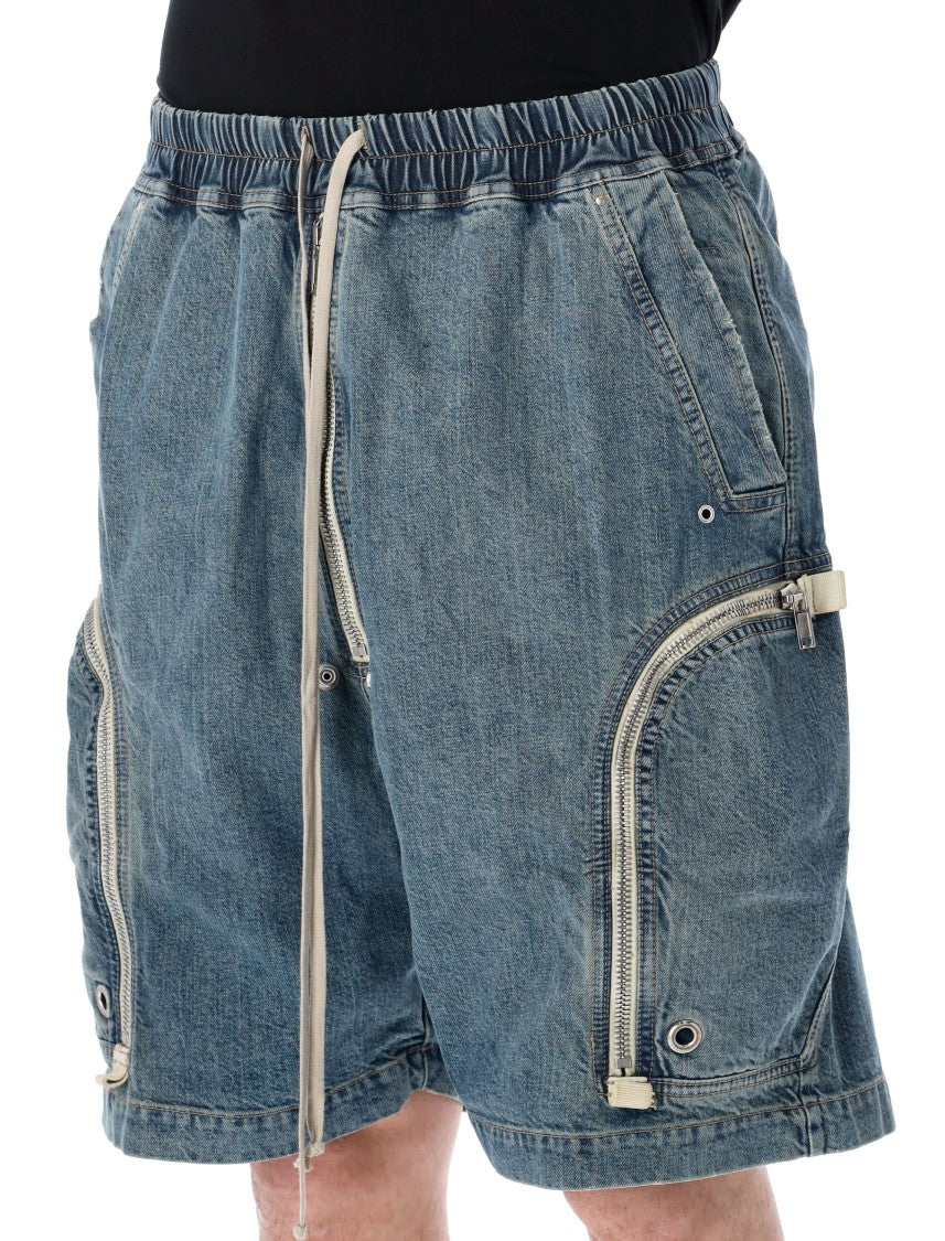 Drkshdw By Rick Owens Indigo Denim Bauhaus Pods Cargo Shorts