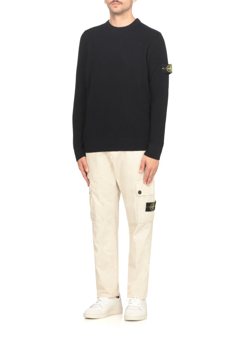 Stone Island Dark Blue Wool Sweater