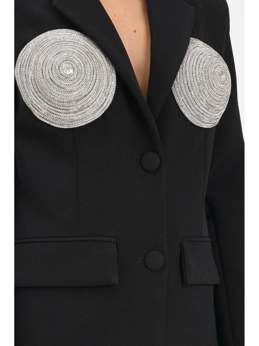 Tpn Black Polyester Long Jacket