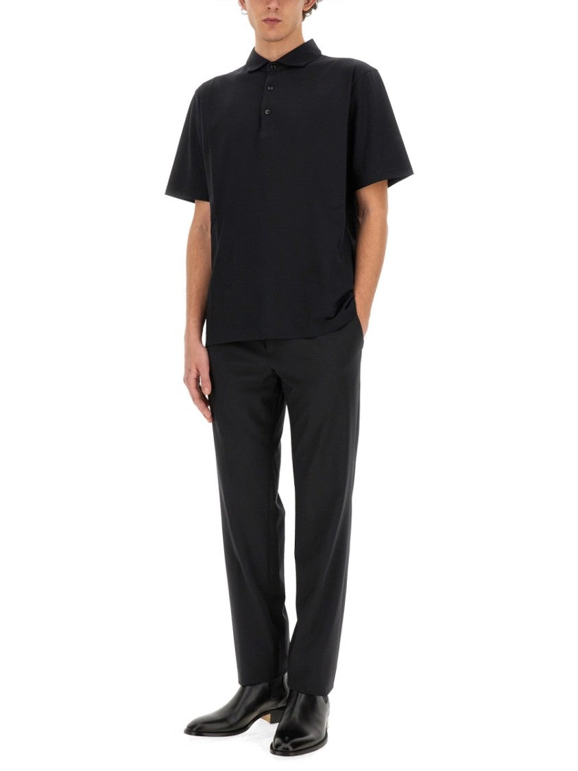 Lardini Black Jersey Polo With Classic Fit