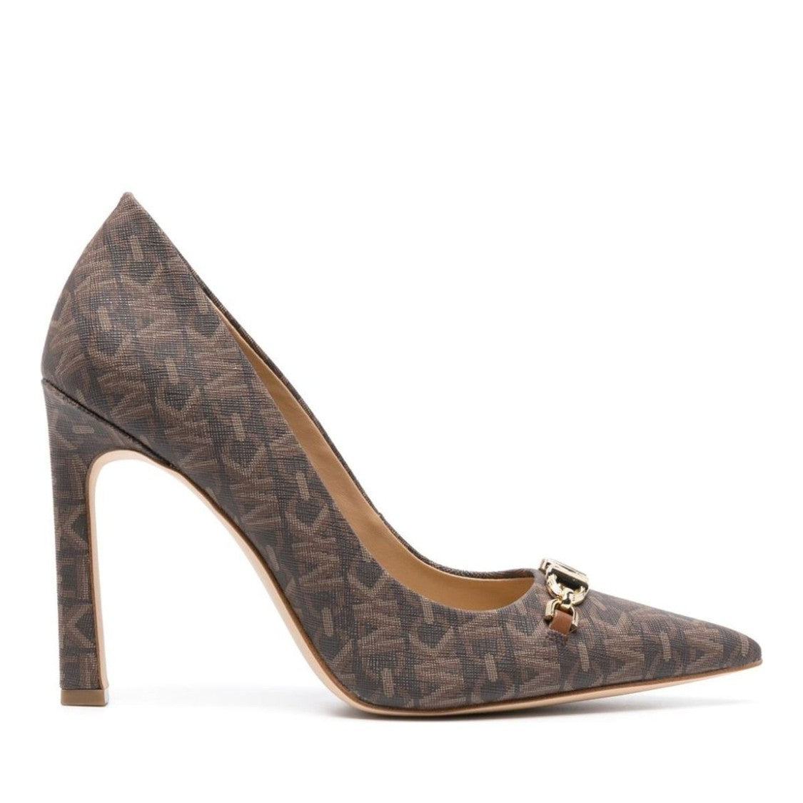 Michael Kors Brown Tiffanie Pvc Gold-Tone Buckle Pumps