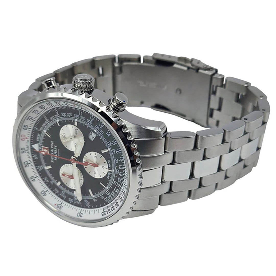 Swiss Alpine Military Viper 45Mm Men's Black Dial Chronograph Watch