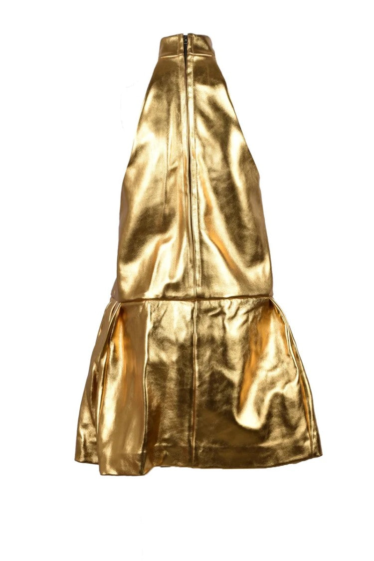 We11done Leather Dress - Gold
