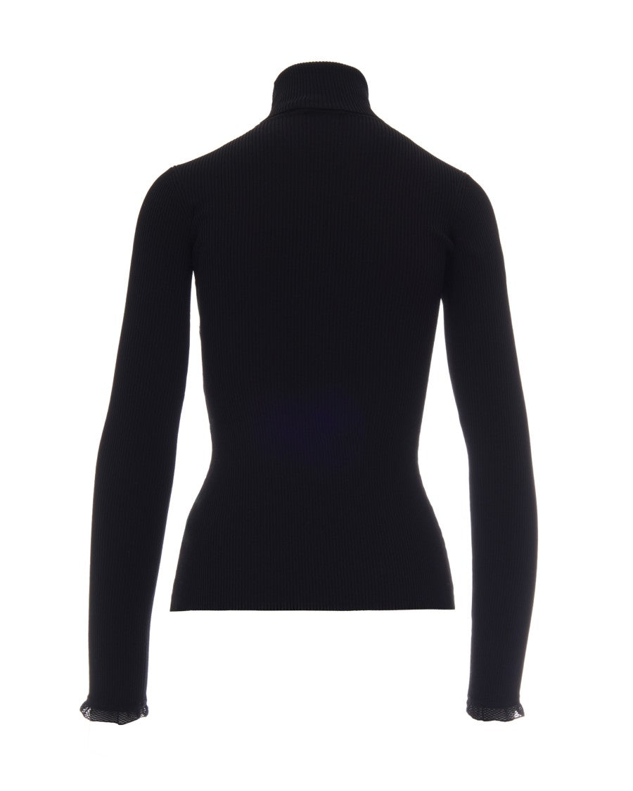 Elisabetta Franchi Ribbed Slim-Fit Turtleneck Sweater With Logo Detail