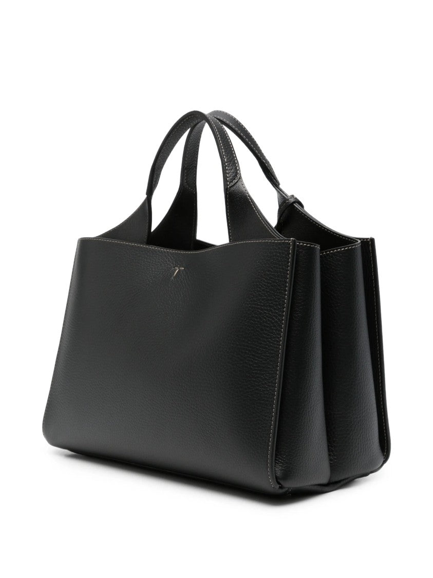 Tod's Structured Black Handbag With Dual Handles And Detachable Strap