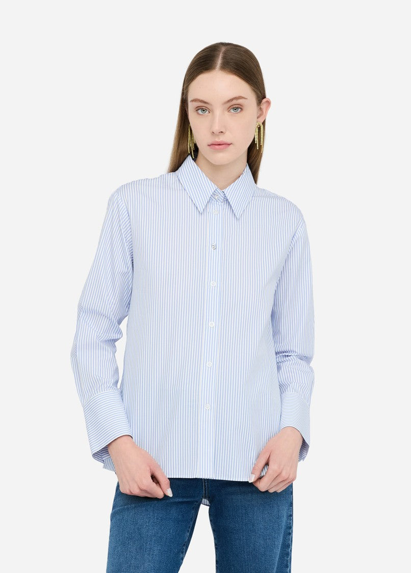 Liu Jo Vertical Striped Cotton Poplin Shirt
